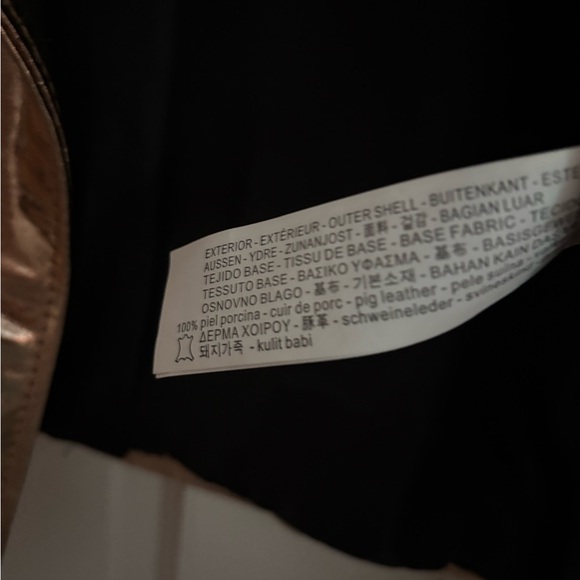 Zara Metallic Rose Gold Leather Moto Jacket XL - Picture 10 of 10
